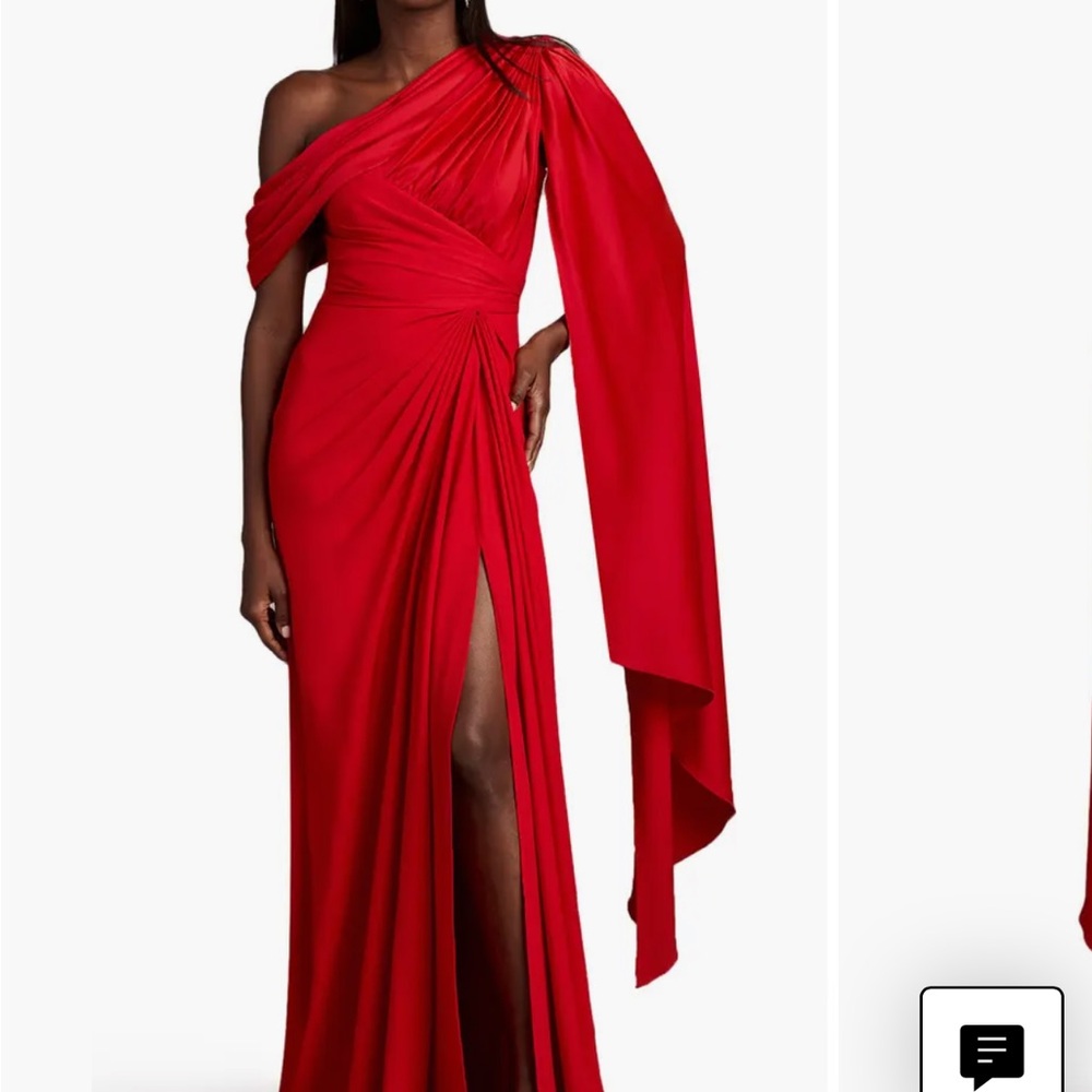 Tadashi Shoji Red One-Shoulder Gown